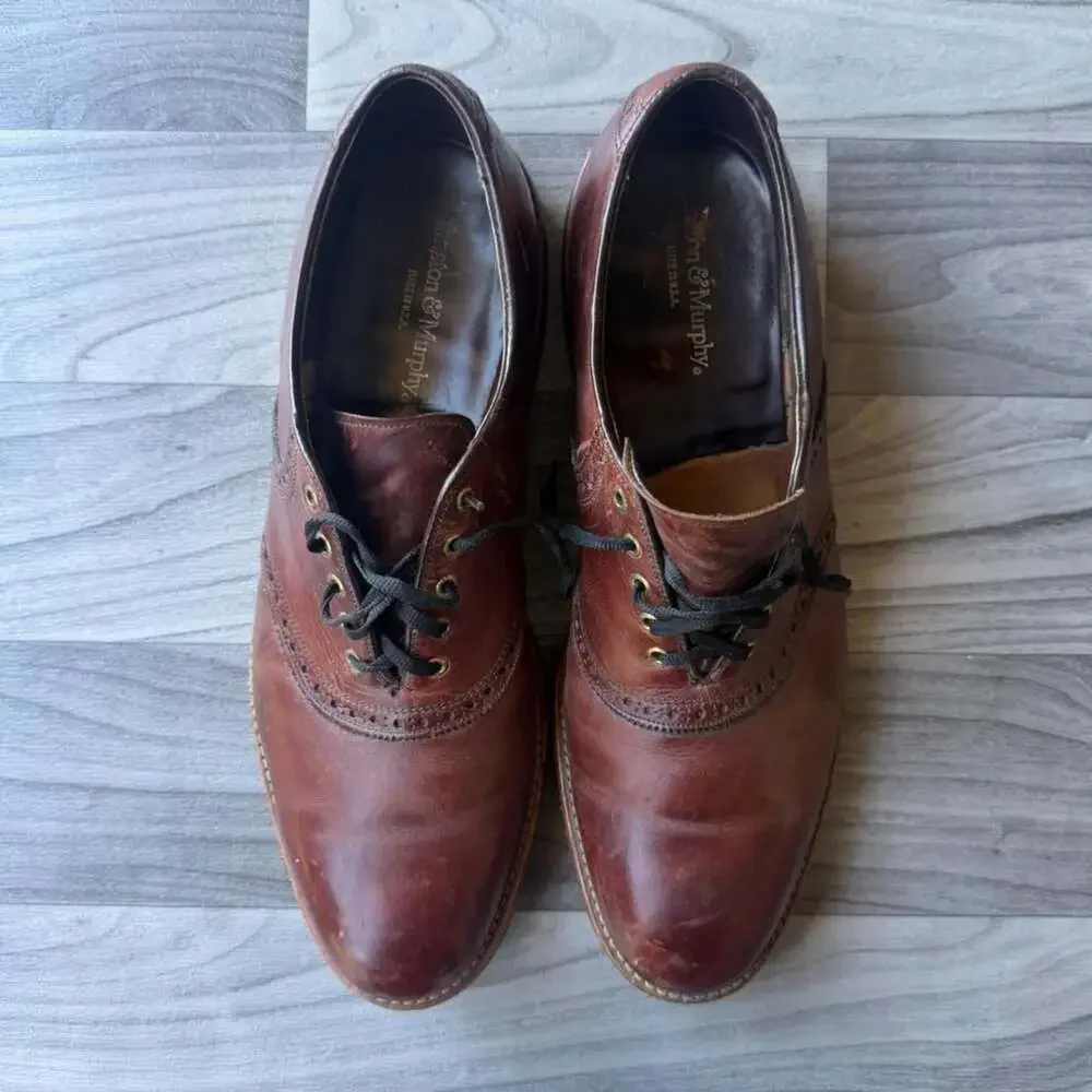 Johnston & Murphy Brown Leather Wingtip Dress Shoes